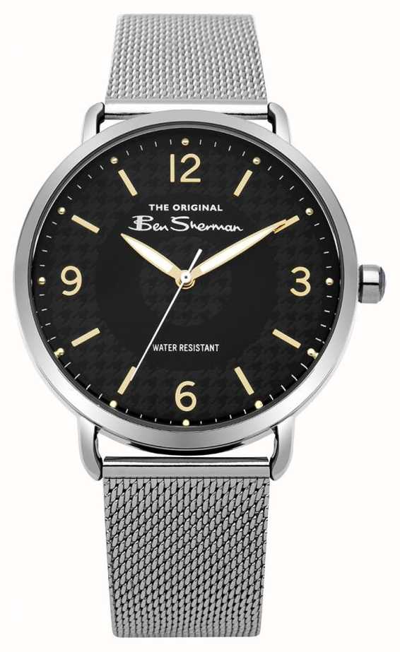 ben sherman london mens matt black dial silver steel mesh