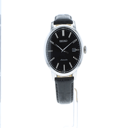 Barbermaskine købmand Anvendelse Seiko Men's Automatic Black Face Black Leather SRPA27K1 - First Class  Watches™ USA