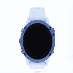 Garmin Fenix 6 Pro Solar  Titanium Mineral Blue White Rubber Strap  010-02410-19 - First Class Watches™ USA