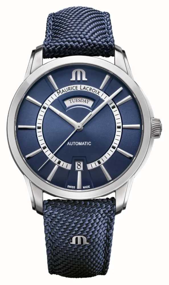 Maurice Lacroix Pontos Day-Date Blue Dial / Blue Textile Strap  PT6358-SS004-431-4 - First Class Watches™ USA
