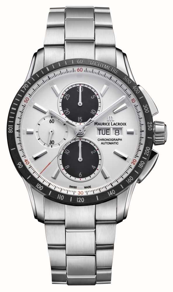 Maurice Lacroix Pontos S Chronograph (43mm) White Dial / Stainless Steel  PT6038-SSL22-130-1 - First Class Watches™ USA