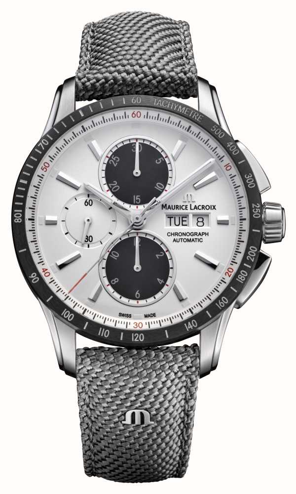 Maurice Lacroix Class White Textile Dial Watches™ / First PT6038 USA - Grey S (43mm) Chronograph Pontos -SSL24-130-2