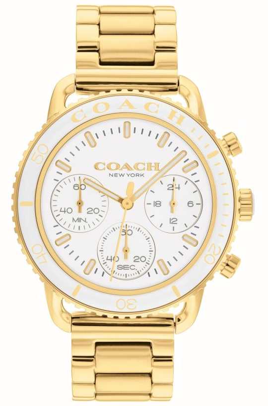 Buy the Designer Coach Gold-Tone Dial Chain Strap Stainless Steel Analog  Wristwatch