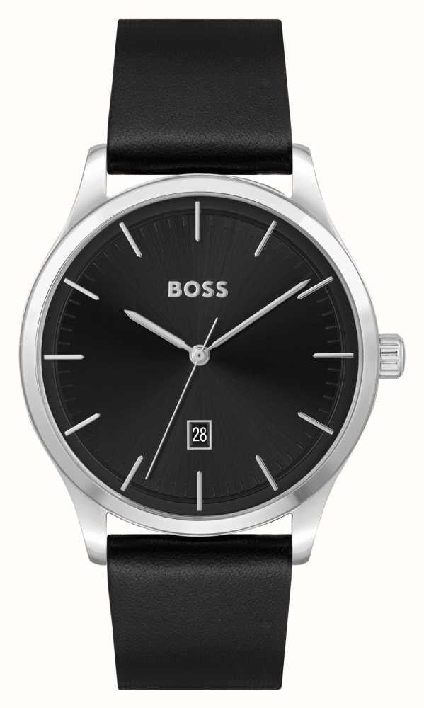 BOSS Men\'s Reason | Black Dial | Black Leather Strap 1513981 - First Class  Watches™ USA