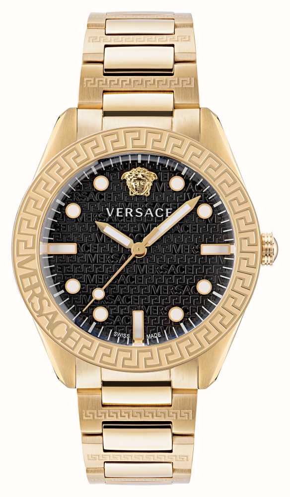 GRECA Black / Steel Versace USA Gold (42mm) Class - DOME VE2T00522 Stainless First PVD Watches™ Dial