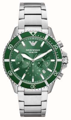 Emporio Armani Men's | Green Chronograph Dial | Stainless Steel Bracelet AR11500