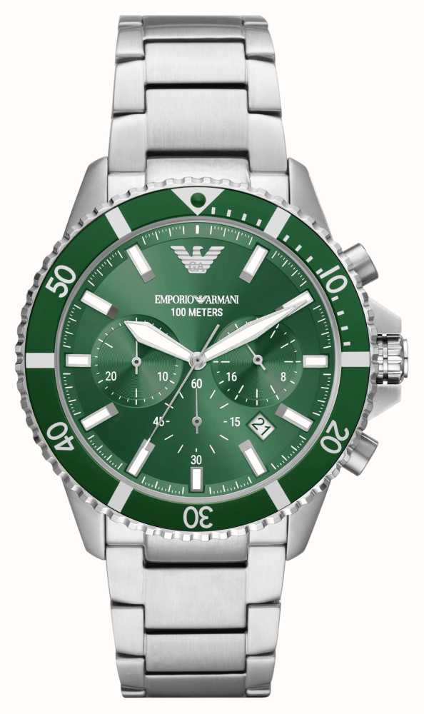 Emporio Armani Men\'s | Steel Dial | Green AR11500 Bracelet First Stainless Class - Chronograph Watches™ USA