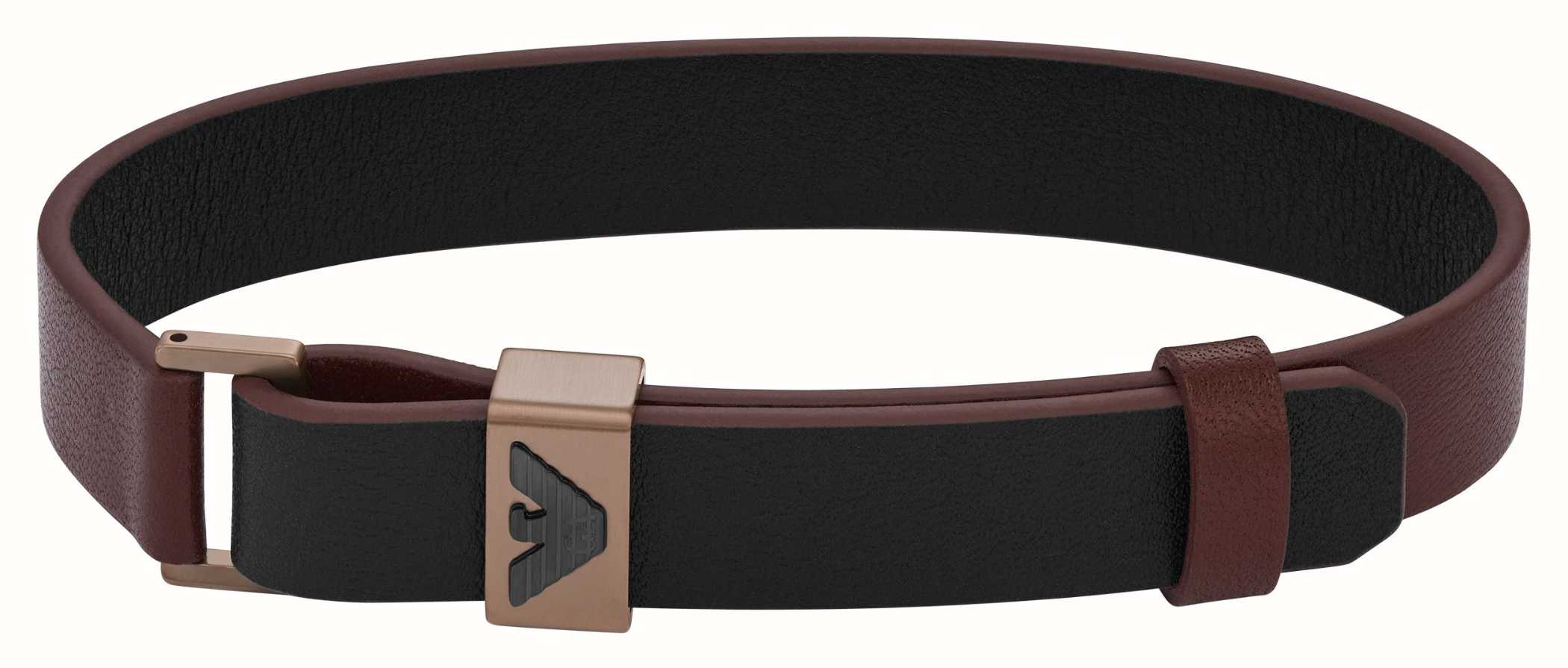 Emporio Armani Men's Bracelet | Brown Leather | Stainless Steel