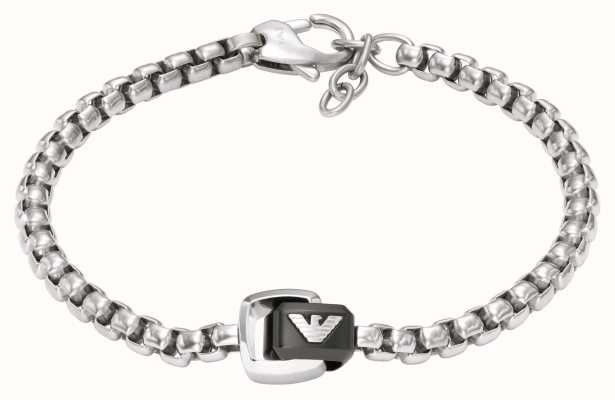 Emporio Armani Men's Stainless Steel Black Bead Charm Bracelet