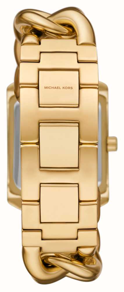 Michael Kors Emery | Silver Rectangular Dial | Gold Chain