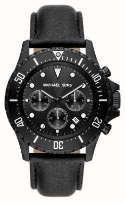 Michael Kors Everest | Black Chronograph Dial | Brown Leather Strap MK9054  - First Class Watches™ USA