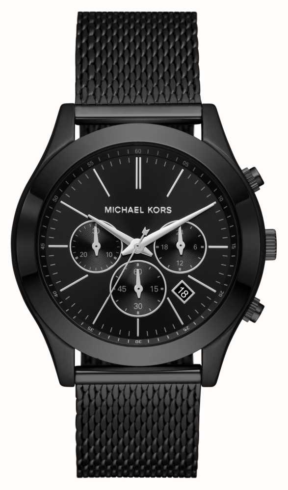 Michael Kors Slim Steel MK9060 Mesh First Black Dial USA - Watches™ Black | Chronograph Class Bracelet | Runway