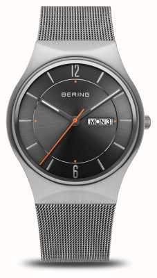 Bering Day Date Classic | Grey Dial | Stainless Steel Mesh Bracelet 11938-007DD