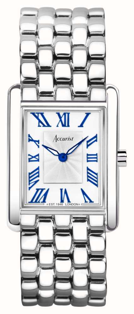 Accurist Ladies Dress Watch (71009) - Rectangle | Stainless Steel Bracelet  | White Dial | Rectangle Collection | Accurist