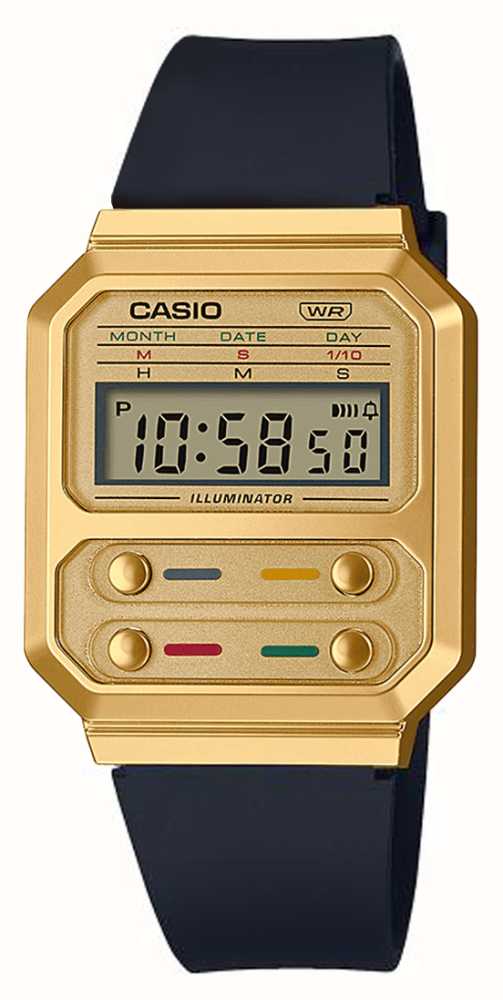 Casio Vintage | Gold Resin Case | Black Strap A100WEFG-9AEF - First Class  Watches™ USA
