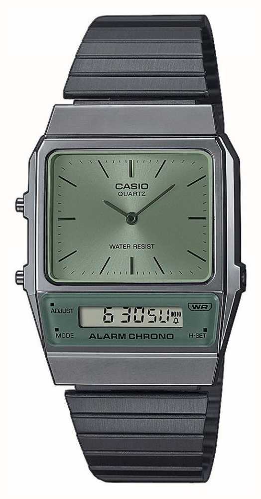Casio Vintage | | Watches™ Dial Black Class Bracelet Steel Stainless Green AQ-800ECGG-3AEF First USA 