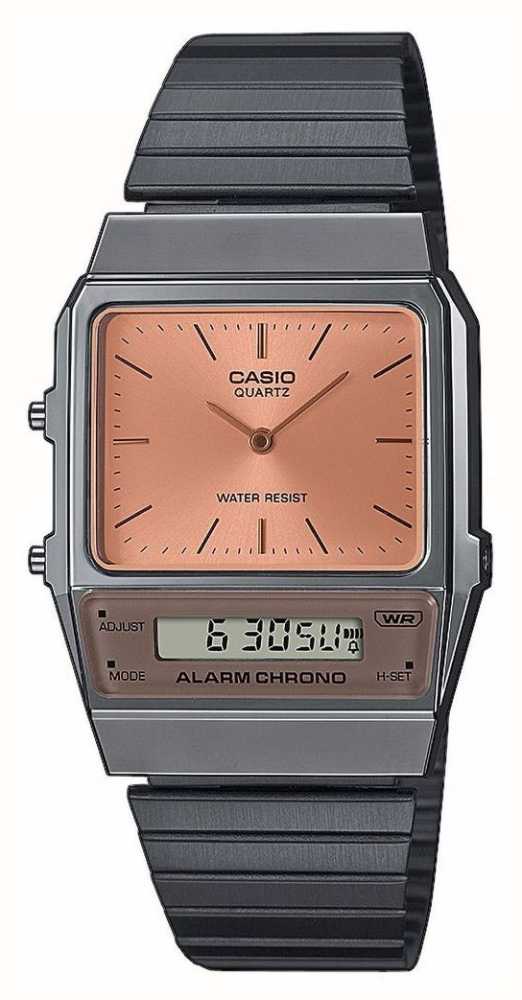Casio Vintage | Orange Dial | Black IP Stainless Steel Bracelet  AQ-800ECGG-4AEF - First Class Watches™ USA