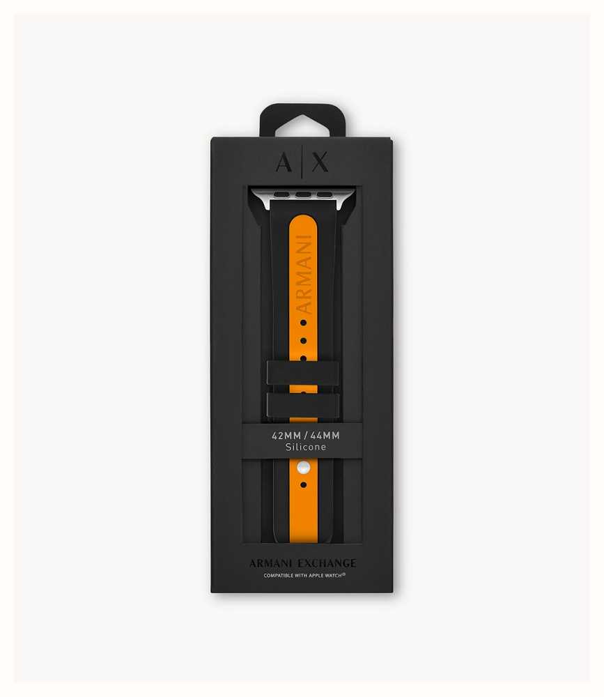 Armani Exchange Apple Watch Strap (42/44/45mm) Black & Orange