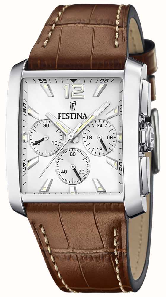 Festina Quartz (38mm) Chrono / Silver First Watches™ Class Brown Dial - F20636/1 Leather USA