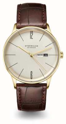STERNGLAS Berlin Quartz Sepia Gold (38mm) Brown Leather Strap S01-BE14-HE01