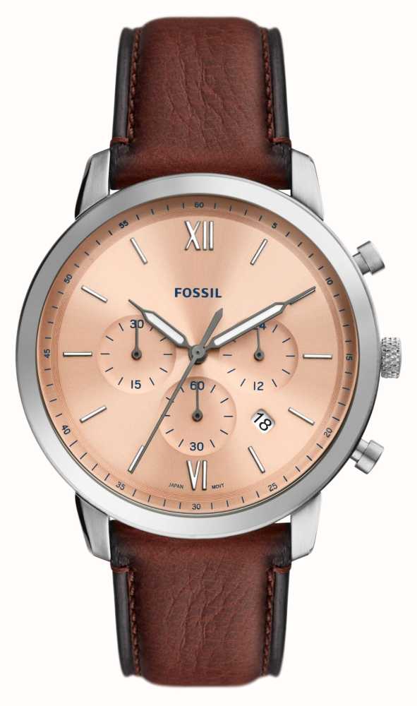 First Fossil Dial Watches™ Chronograph | | Gold Class Leather Neutra - USA Strap Brown Rose Eco FS5982