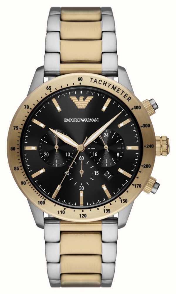 Chronograph Armani | Men\'s | AR11521 Stainless Class Black Bracelet Steel First Dial USA Emporio Two-Tone - Watches™