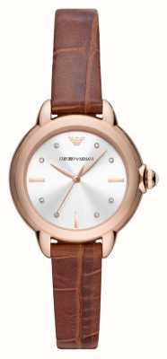 Emporio Armani Men\'s Leather AR11572 Strap - Dial White Watches™ USA Brown (42mm) / Class First