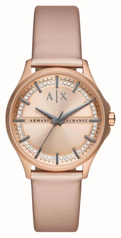 Armani Exchange Women s Rose Gold Dial Crystal Set Rose Gold