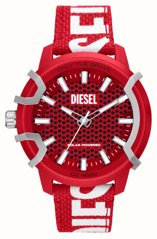 First Recycled USA | Red Diesel Ocean Griffed Strap Plastic Dial Class Watches™ Red DZ4620 - |