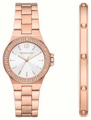 Michael Kors Women's Lennox Rose-Gold Toned Crystal Set Dial