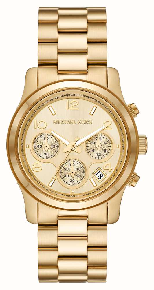 Michael Kors Women's Runway | Gold Chrono Dial | Gold Stainless Steel  Bracelet MK7323 - First Class Watches™ USA
