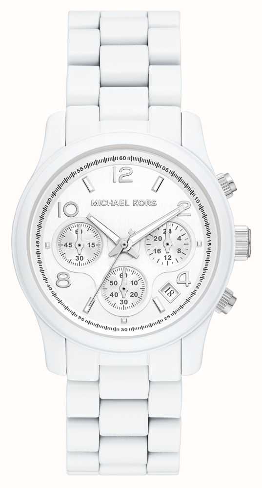 Watches™ Bracelet USA Runway First | White Chrono Dial Women\'s White Class | - Michael Kors Steel Stainless MK7331