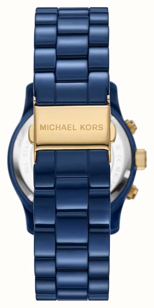 Women\'s Runway MK7332 First Stainless Bracelet Watches™ Kors | Dial | Class - Blue USA Steel Blue Chrono Michael