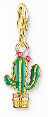 Thomas Sabo Cactus Charm | Gold Plated Sterling Silver | Enamel and Crystal 1928-471-7