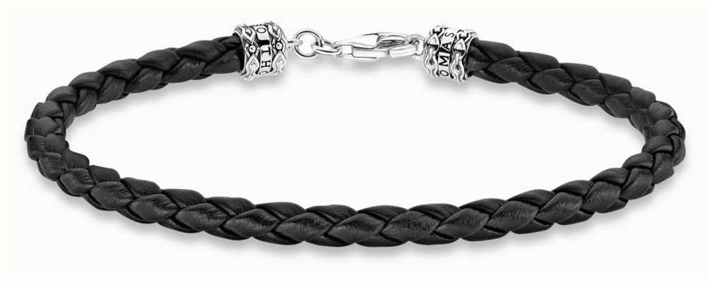 Thomas Sabo Black Braided Leather Bracelet | Sterling Silver A2011-682-11-L19