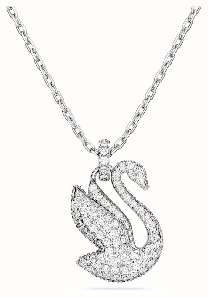 Swarovski Women's Iconic Rhodium-plated & Crystal Swan Pendant Necklace In  Blue