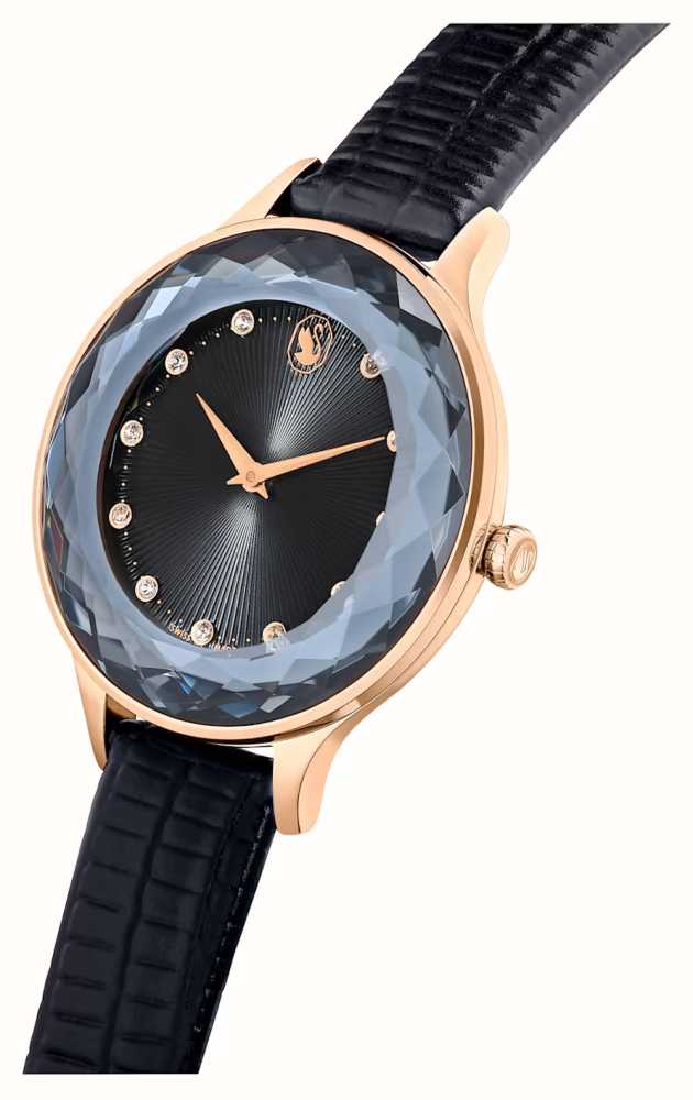Black First Watches™ Strap Swarovski Octea Class | USA Nova 5650033 | Dial - Black Leather