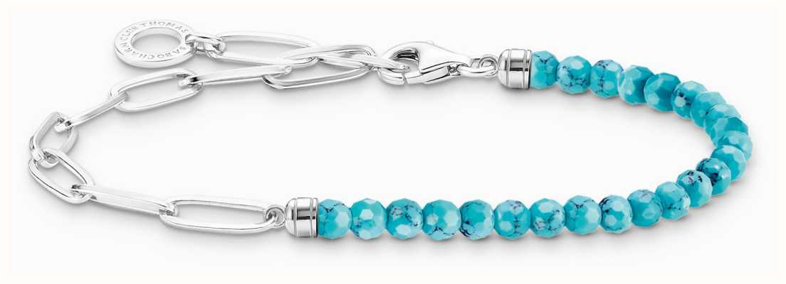 Thomas Sabo Beaded Bracelet | Sterling Silver | Imitation Turquoise | 17cm A2099-404-17-L17