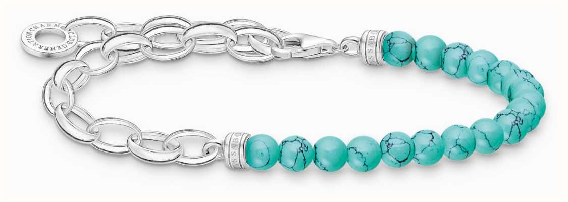 Thomas Sabo Sterling Silver Bracelet | Turquoise Beads | Charm Bracelet Chain | 17cm A2098-404-17-L17