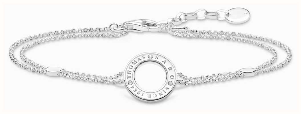 Thomas Sabo Sterling Silver Bracelet | Double Chain | Circle Detail A1878-051-14-L19V