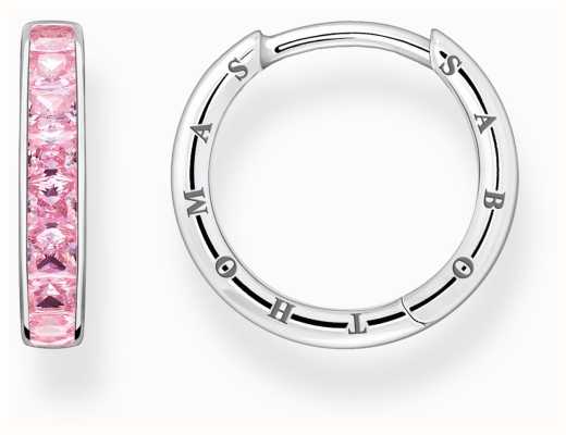 Thomas Sabo Hoop Earrings | Sterling Silver | Pink Princess-Cut Zirconia Pavé CR668-051-9