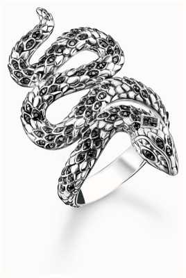 Thomas Sabo Snake Ring | Sterling Silver | Black Cubic Zirconia | EU 60 UK S TR2418-643-11-60
