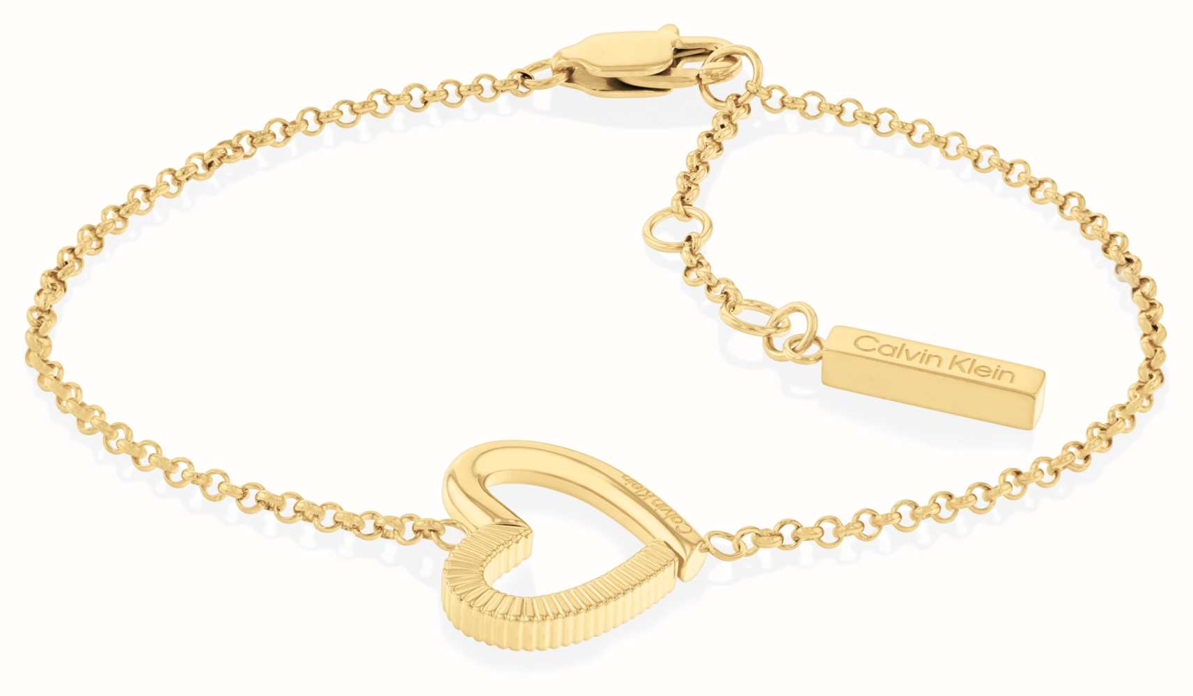 Beïnvloeden naald Zus Calvin Klein Women's Bracelet | Gold IP Stainless Steel | Textured Heart  Charm 35000388 - First Class Watches™ USA