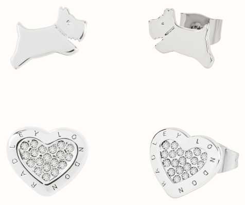 Radley Jewellery Set of 2 Stud Earrings | Dog Logo and Heart RYJ1317