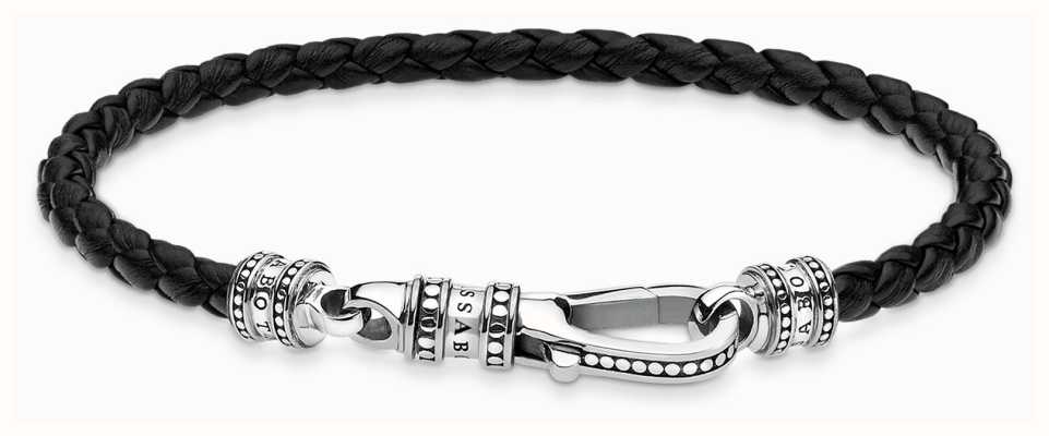 Thomas Sabo Black Leather Bracelet | Sterling Silver Clasp | 19cm A1931-682-11-L19