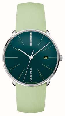 Junghans Meister fein Automatic | Diamond Set | Moss Green Dial | Green Leather Strap 27/4357.00