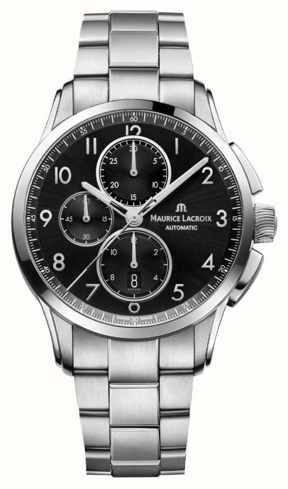 Maurice Lacroix Pontos Chronograph (43mm) Black Dial / Stainless Steel  PT6388-SS002-320-1 - First Class Watches™ USA