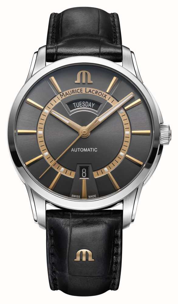 Maurice Lacroix Pontos Day Date (41mm) Anthracite Dial / Black Leather  PT6358-SS001-333-2 - First Class Watches™ USA