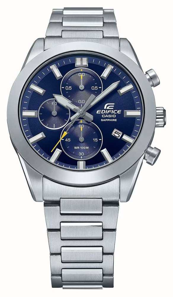 First Stainless (41mm) USA Casio Watches™ / Bracelet EFB-710D-2AVUEF Blue Dial Steel - Edifice Class