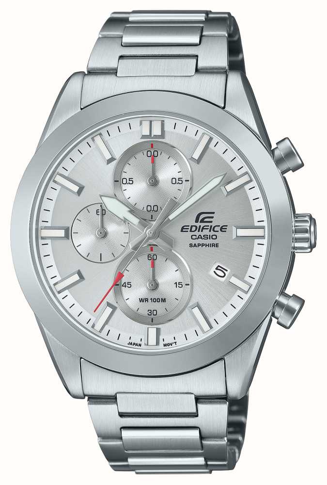 Casio Edifice (41mm) Silver Dial Class EFB-710D-7AVUEF / Steel - Stainless Watches™ First Bracelet USA
